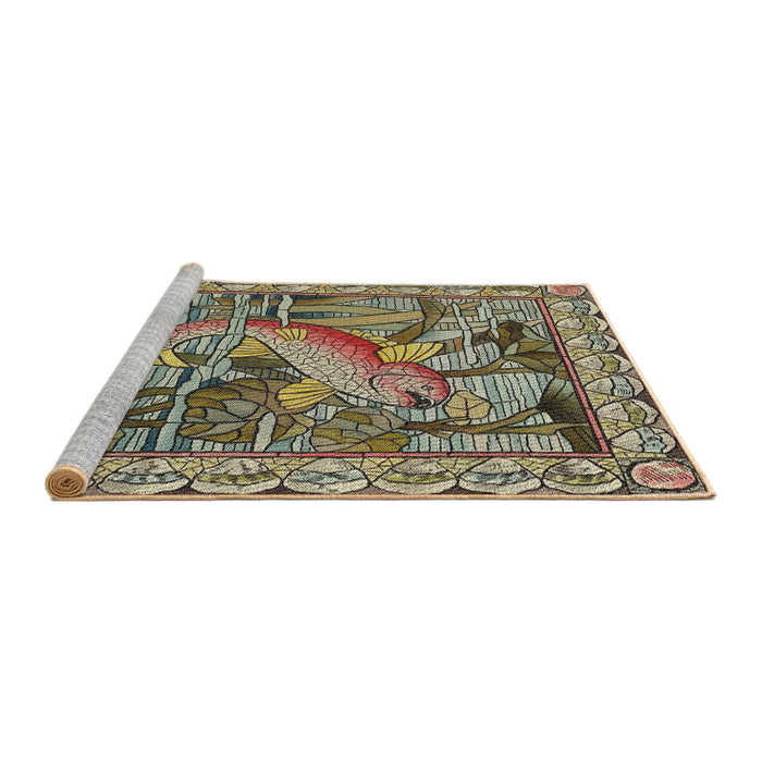 Serging Thickness of Machine Washable Transitional Milk Chocolate Brown Rug, wshpat1240