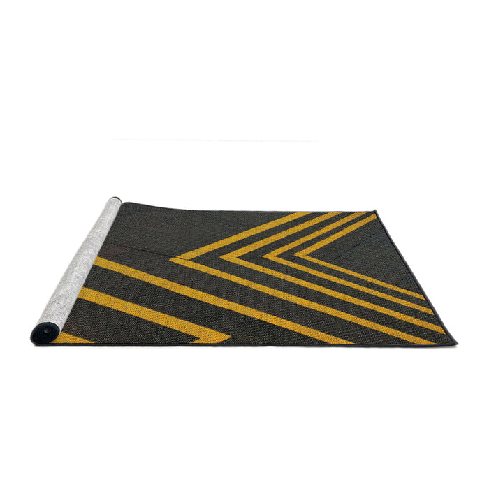 Serging Thickness of Machine Washable Transitional Midnight Gray Rug, wshpat1243