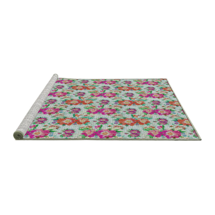 Serging Thickness of Machine Washable Transitional Raspberry Purple Rug, wshpat1247