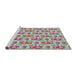 Serging Thickness of Machine Washable Transitional Raspberry Purple Rug, wshpat1247