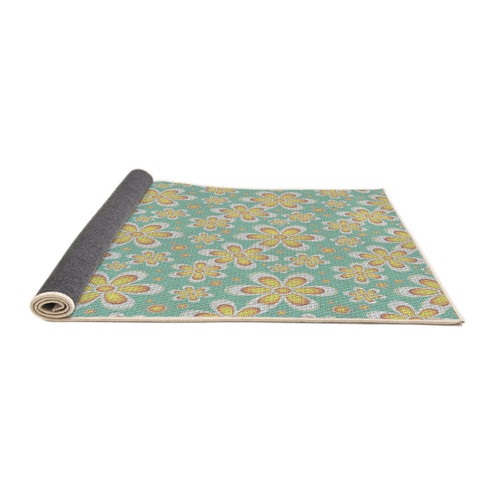 Thickness of Patterned Khaki Green Novelty Rug, pat1251