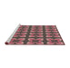 Serging Thickness of Machine Washable Transitional Vermilion Red Rug, wshpat1255