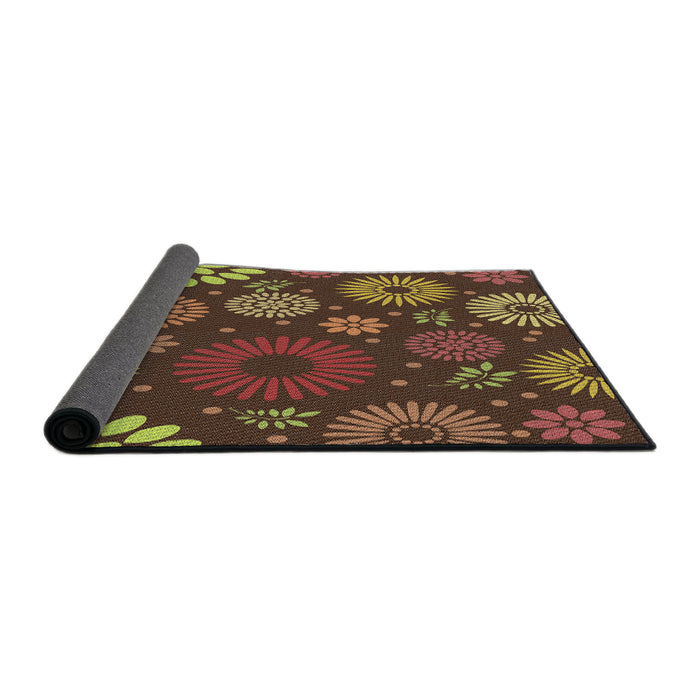 Thickness of Patterned Red Novelty Rug, pat1259