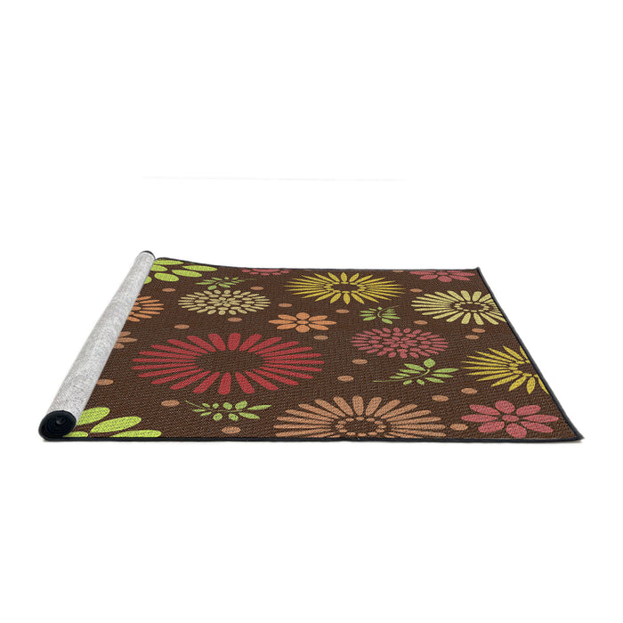 Serging Thickness of Machine Washable Transitional Night Red Rug, wshpat1259