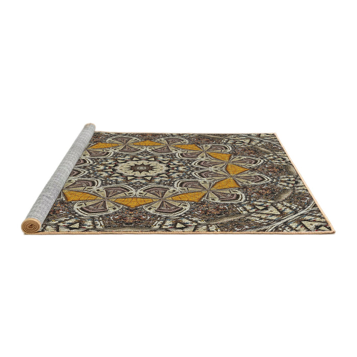 Serging Thickness of Machine Washable Transitional Light French Beige Brown Rug, wshpat126