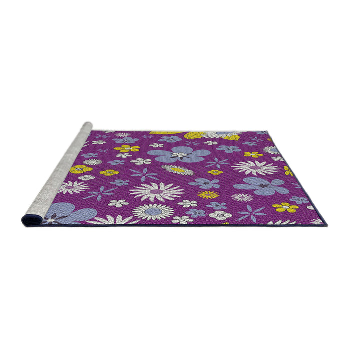 Serging Thickness of Machine Washable Transitional Silver Pink Rug, wshpat1260