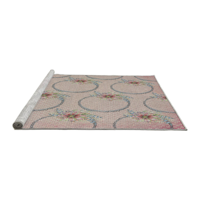 Serging Thickness of Machine Washable Transitional Desert Sand Beige Rug, wshpat1263