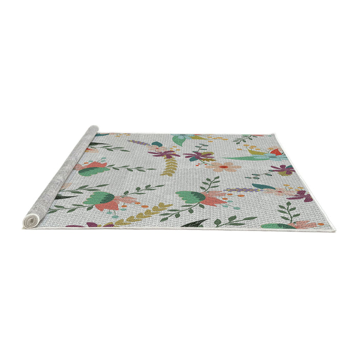 Serging Thickness of Machine Washable Transitional Sage Green Rug, wshpat1264