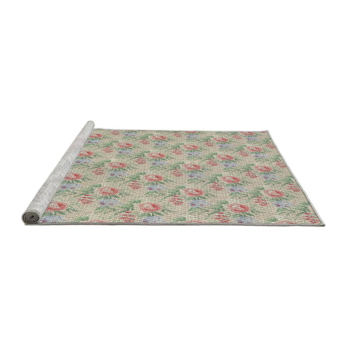 Serging Thickness of Machine Washable Transitional Dark Almond Brown Rug, wshpat1265