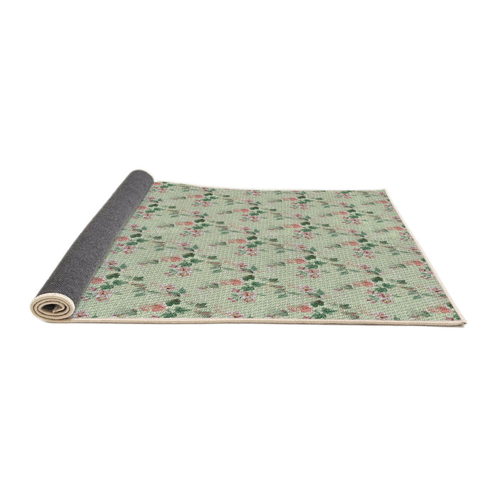 Thickness of Patterned Khaki Green Novelty Rug, pat1266