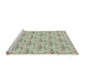 Serging Thickness of Machine Washable Transitional Khaki Green Rug, wshpat1266