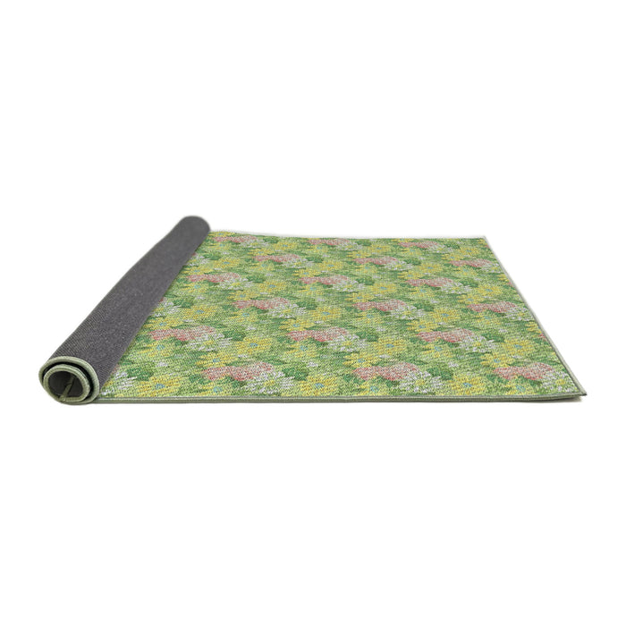 Thickness of Patterned Tea Green Novelty Rug, pat1268