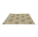 Serging Thickness of Machine Washable Transitional Khaki Gold Rug, wshpat1269