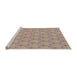 Serging Thickness of Machine Washable Transitional Dark Gold Brown Rug, wshpat1271