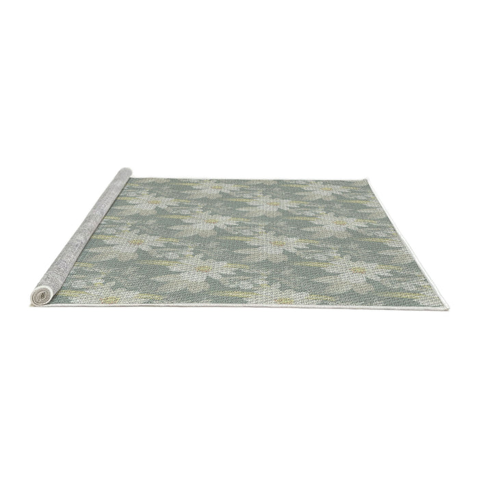 Serging Thickness of Machine Washable Transitional Sage Green Rug, wshpat1273