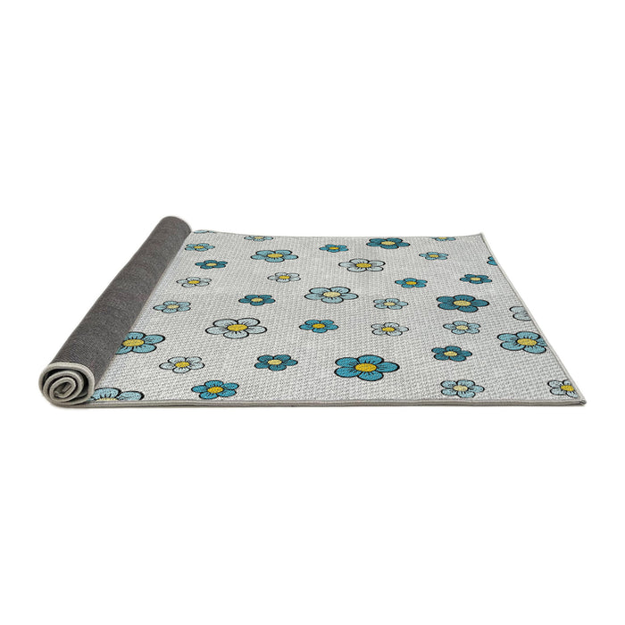 Thickness of Patterned Water Blue Novelty Rug, pat1275