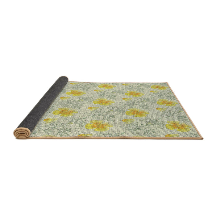 Thickness of Patterned Copper Green Novelty Rug, pat1277