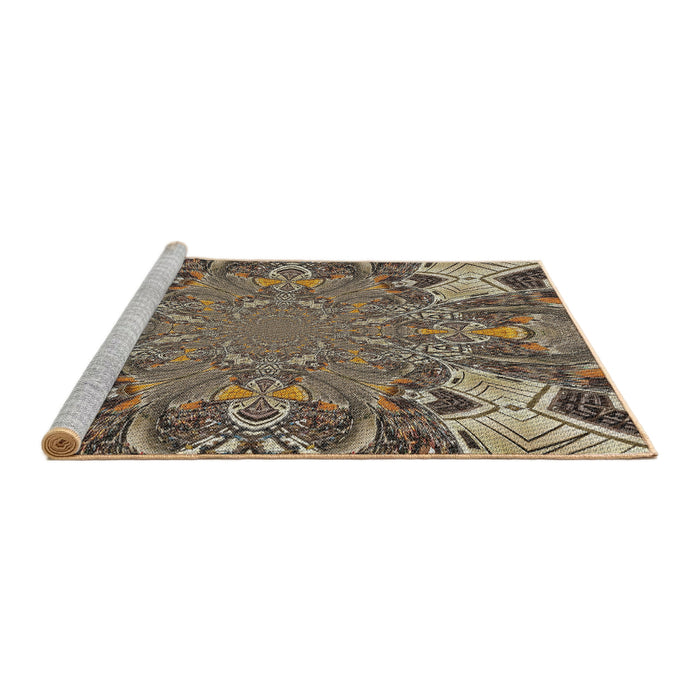 Serging Thickness of Machine Washable Transitional Light French Beige Brown Rug, wshpat128