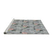 Serging Thickness of Machine Washable Transitional Gray Rug, wshpat1280