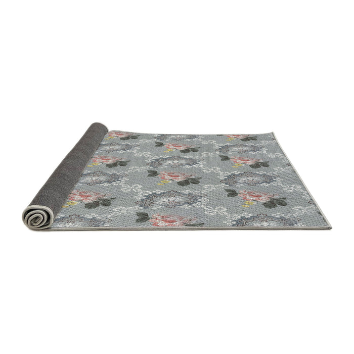 Thickness of Patterned Gray Novelty Rug, pat1280