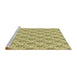 Serging Thickness of Machine Washable Transitional Mustard Yellow Rug, wshpat1281