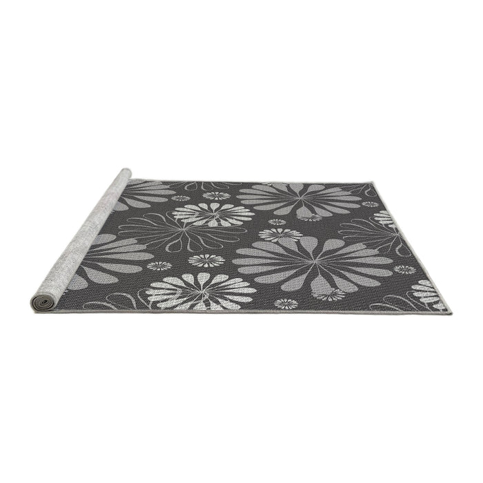 Serging Thickness of Machine Washable Transitional Dark Gray Rug, wshpat1285