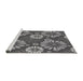 Serging Thickness of Machine Washable Transitional Dark Gray Rug, wshpat1285