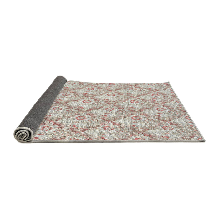 Thickness of Patterned Dark Almond Brown Novelty Rug, pat1286