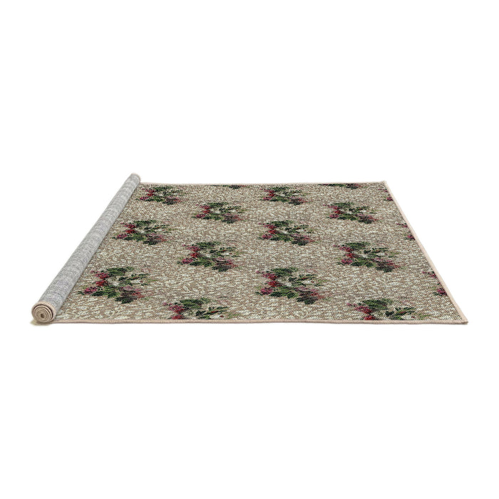Serging Thickness of Machine Washable Transitional Brown Rug, wshpat1287