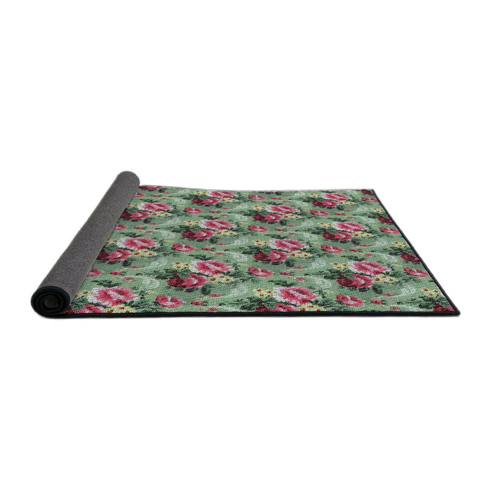 Thickness of Patterned Green Novelty Rug, pat1288