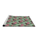 Serging Thickness of Machine Washable Transitional Green Rug, wshpat1288