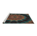 Serging Thickness of Machine Washable Transitional Black Brown Rug, wshpat129