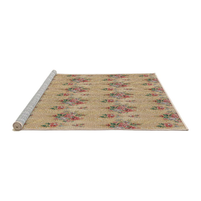 Serging Thickness of Machine Washable Transitional Light Brown Rug, wshpat1291