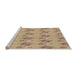 Serging Thickness of Machine Washable Transitional Light Brown Rug, wshpat1291