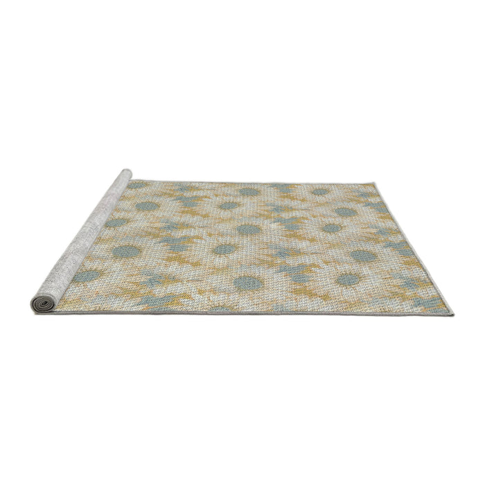 Serging Thickness of Machine Washable Transitional Brown Rug, wshpat1292