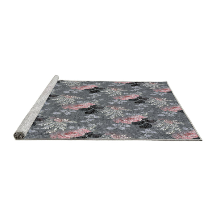 Serging Thickness of Machine Washable Transitional Gray Rug, wshpat1293