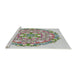 Serging Thickness of Machine Washable Transitional White Gold Rug, wshpat1294