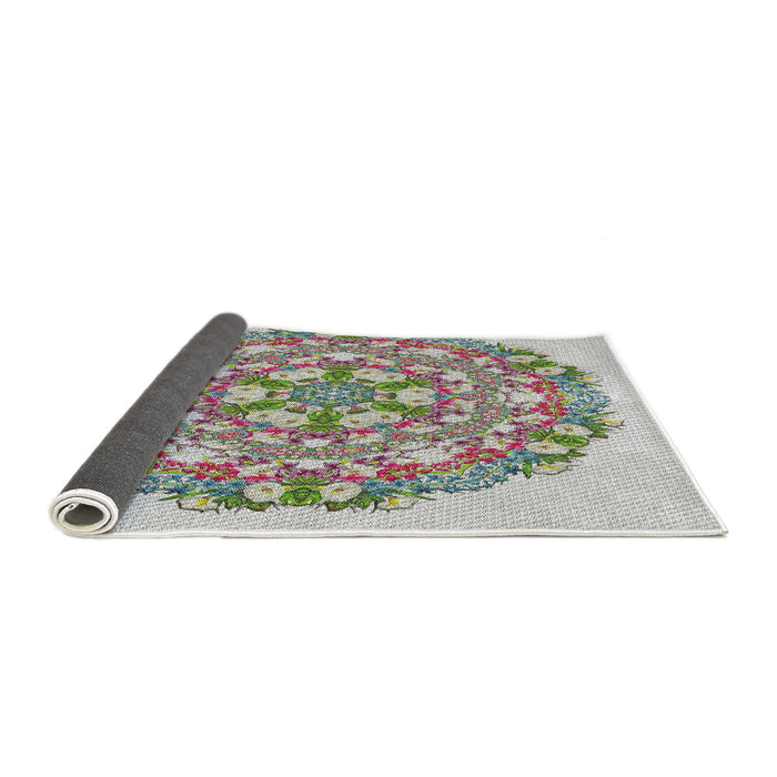 Thickness of Patterned White Gold Novelty Rug, pat1294