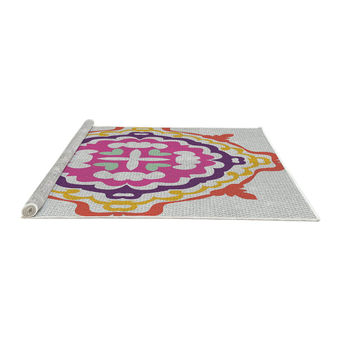 Serging Thickness of Machine Washable Transitional Raspberry Purple Rug, wshpat1295