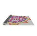 Thickness of Patterned Raspberry Purple Novelty Rug, pat1295