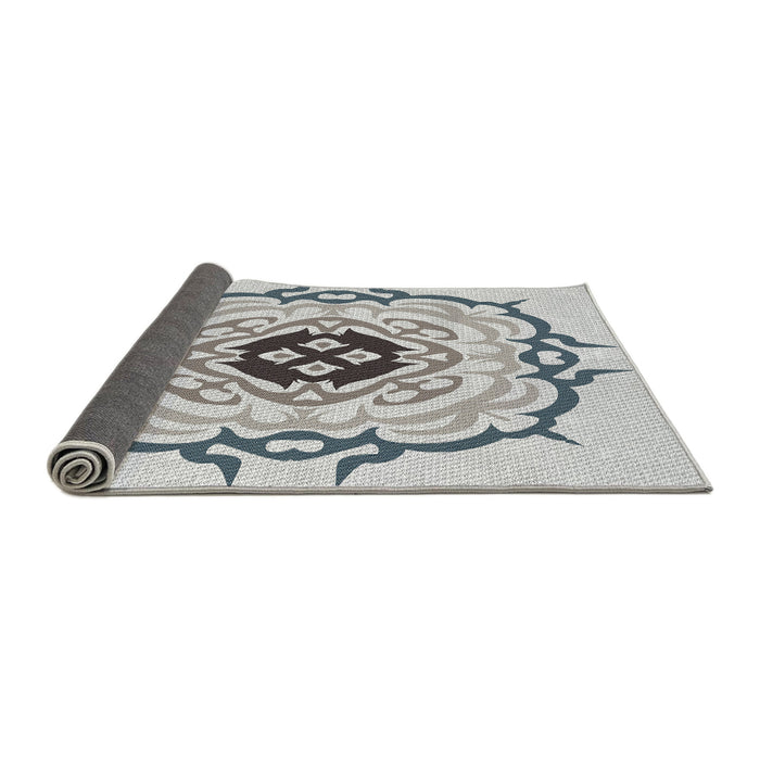 Thickness of Patterned Beige Novelty Rug, pat1297