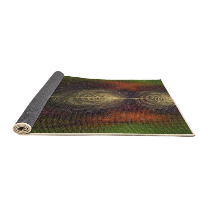 Thickness of Patterned Red Novelty Rug, pat1299