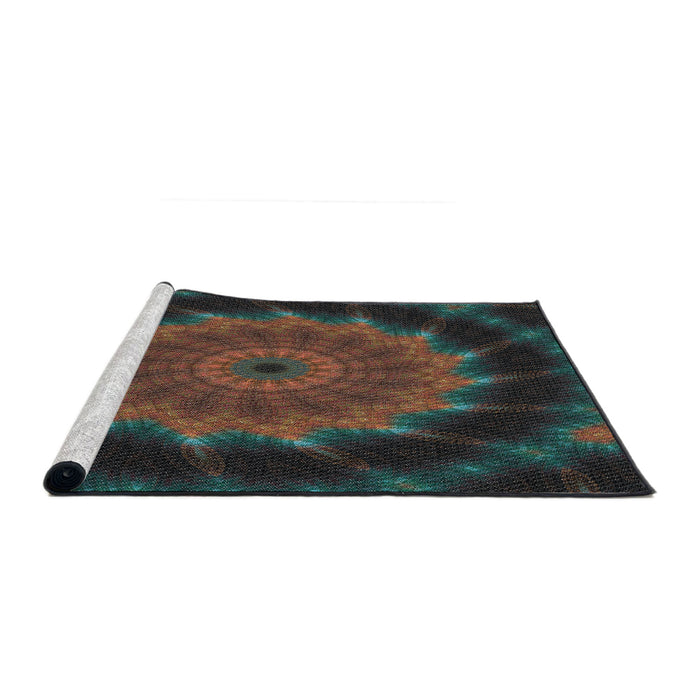 Serging Thickness of Machine Washable Transitional Midnight Gray Rug, wshpat130