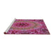 Serging Thickness of Machine Washable Transitional Dark Hot Pink Rug, wshpat1301