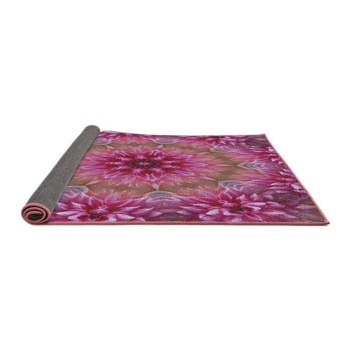Thickness of Patterned Dark Hot Pink Novelty Rug, pat1301