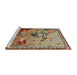 Serging Thickness of Machine Washable Transitional Brown Green Rug, wshpat1306