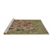 Serging Thickness of Machine Washable Transitional Brown Green Rug, wshpat1307