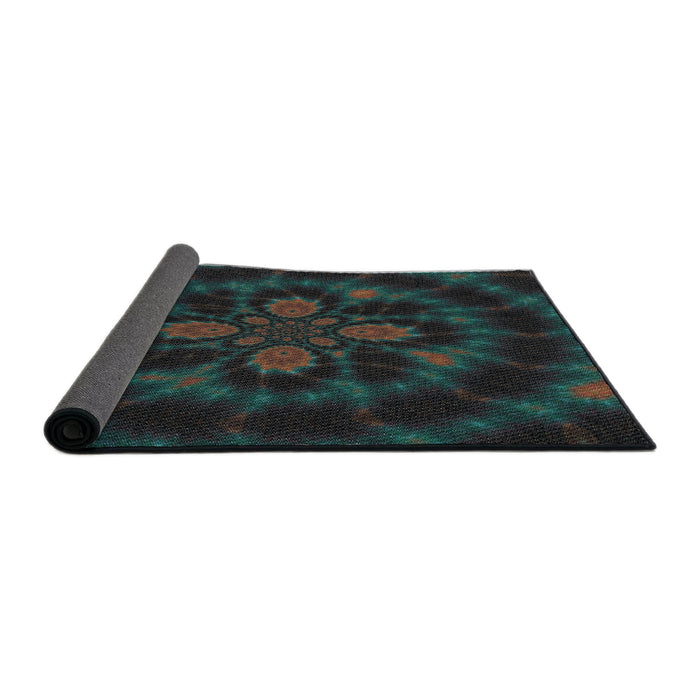 Thickness of Patterned Black Novelty Rug, pat131