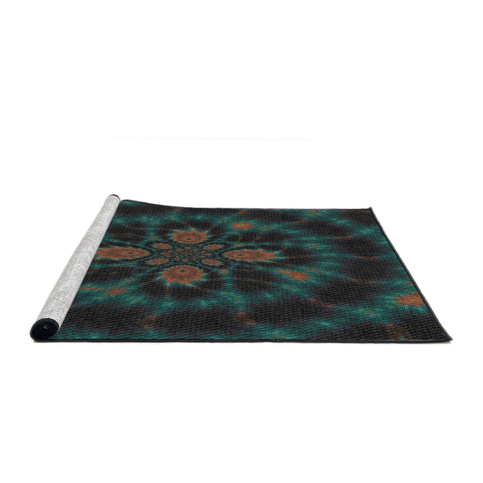 Serging Thickness of Machine Washable Transitional Black Rug, wshpat131