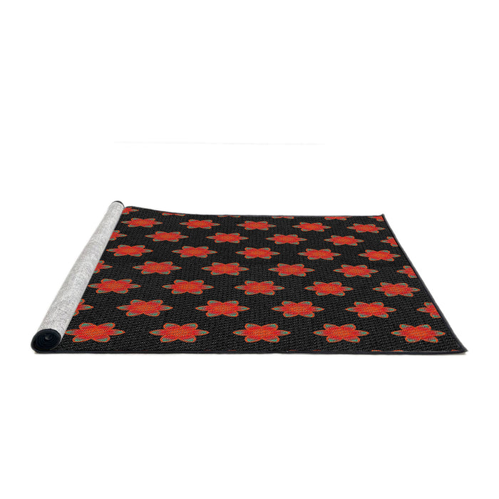 Serging Thickness of Machine Washable Transitional Night Red Rug, wshpat1310